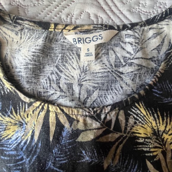 Briggs Sleeveless Linen Blend Tropical Maxi Dress Pockets on the side Size Small - Picture 3 of 7